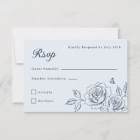 Dusty Blue and Navy Gold Quinceañera RSVP