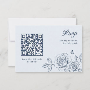 Dusty Blue and Navy Quinceañera RSVP QR Code Card