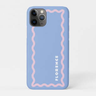 Dusty Blue and Pale Pink Squiggle with Text Case-Mate iPhone Case