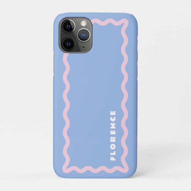Dusty Blue and Pale Pink Squiggle with Text Case-Mate iPhone Case (Back)