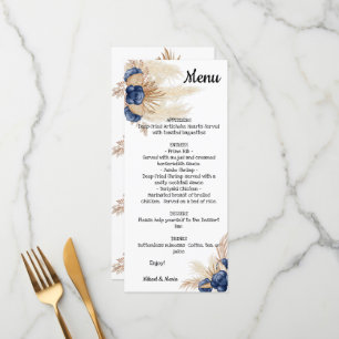 Dusty Blue and Pampas Floral Bridal Shower Menu