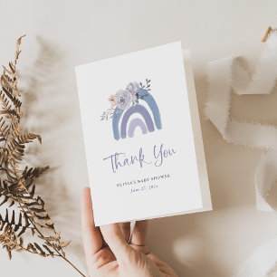 Dusty Blue and Purple Boho   Rainbow Thank You Card