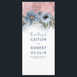 Dusty Blue and Rose Gold Floral Wedding Programs Programme<br><div class="desc">Dusty blue and rose gold glitter watercolor flowers wedding programs</div>