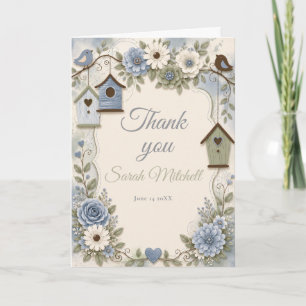 Dusty Blue and Sage Green Birthday Party Thank You Card
