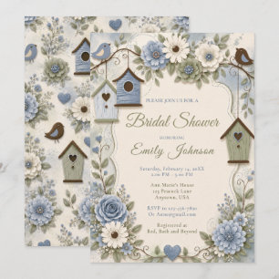 Dusty Blue and Sage Green Bridal Shower Invitation