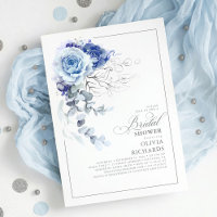 Dusty Blue and Silver Floral Botanic Bridal Shower