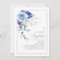 Dusty Blue and Silver Floral Elegant Baptism