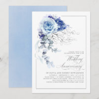 Dusty Blue and Silver Floral Wedding Anniversary