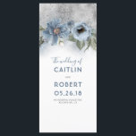 Dusty Blue and Silver Floral Wedding Programs Programme<br><div class="desc">Dusty blue and silver glitter watercolor flowers wedding programs</div>
