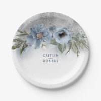 Dusty Blue and Silver Glitter Elegant Modern