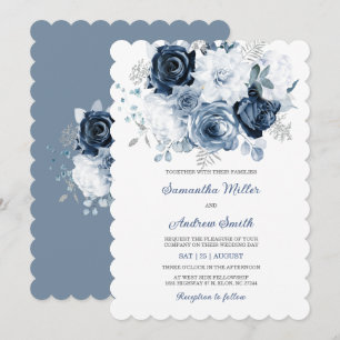 Dusty Blue and Silver Wedding Invitation