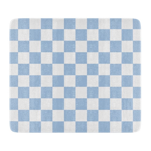 Dusty Blue and White Checkered Cutting Board (Front)