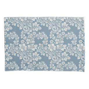 Dusty Blue and White Cottage Garden Pillowcase