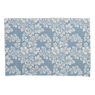 Dusty Blue and White Cottage Garden Pillowcase