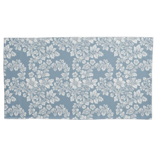 Dusty Blue and White Cottage Garden Pillowcase