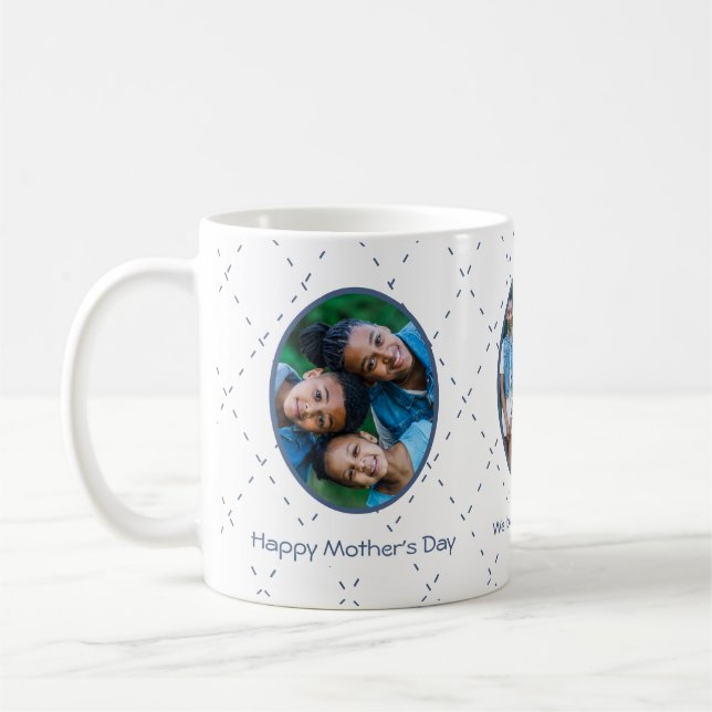 Dusty Blue and White Custom Text Coffee Mug (Left)