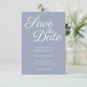 Dusty Blue and White Elegant Save the Date Invitation