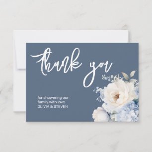 Dusty blue and white floral baby shower card