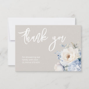 Dusty blue and white floral baby shower card
