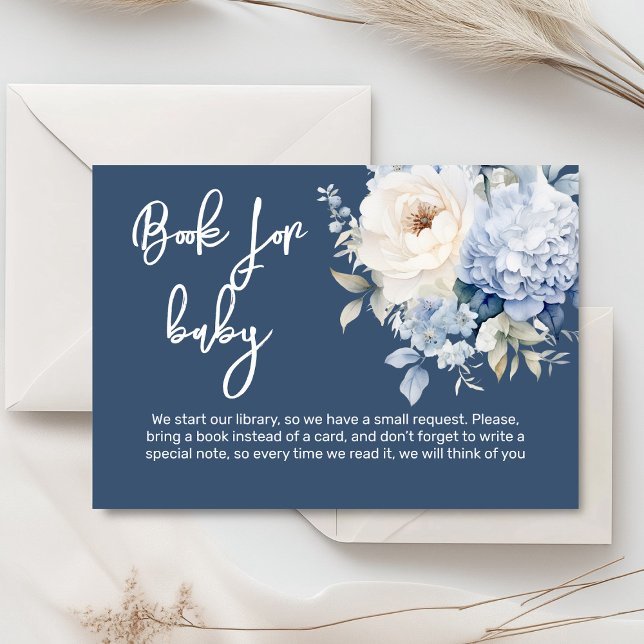 Dusty blue and white floral baby shower card (Dusty blue and beige watercolor peonies floral baby shower invitation, gender neutral)