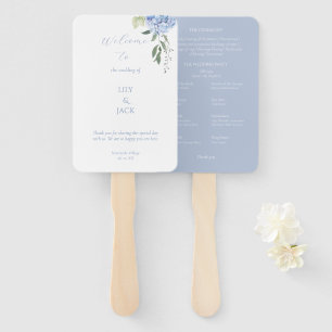 Dusty Blue and White Floral Hydrangea Set of Fans