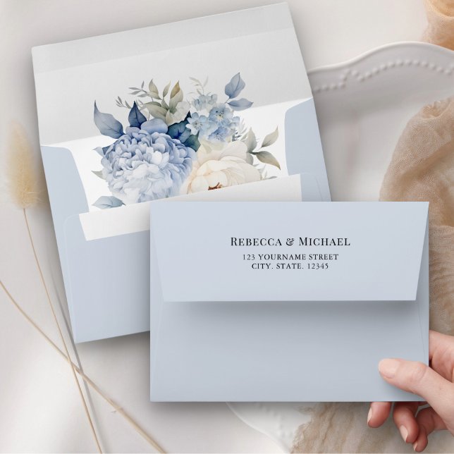 Dusty Blue and White Floral Wedding Envelope (Creator Uploaded)