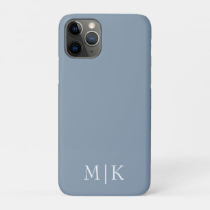 Dusty Blue and White Modern Monogram Case-Mate iPhone Case