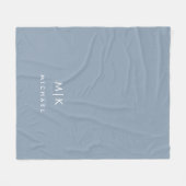 Dusty Blue and White | Modern Monogram Fleece Blanket (Front (Horizontal))