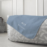 Dusty Blue and White | Modern Monogram Fleece Blanket<br><div class="desc">This modern design features a dusty blue background,  with your initials in bold white text for a look that is simple and elegant.</div>