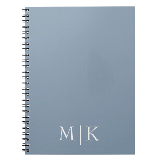 Dusty Blue and White | Modern Monogram Notebook (Front)