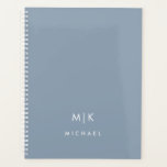 Dusty Blue and White | Modern Monogram Planner<br><div class="desc">This modern planner design features a light,  dusty blue background,  with your initials in bold white text for a look that is simple and elegant.</div>