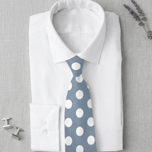 Dusty Blue and White Polka Dot Wedding Tie
