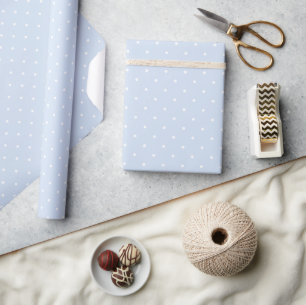 Dusty Blue and White Polka Dots Pattern Wrapping Paper