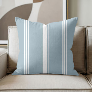 Dusty Blue and White Stripe Cushion