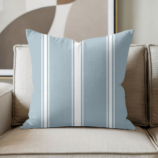 Dusty Blue and White Stripe Cushion