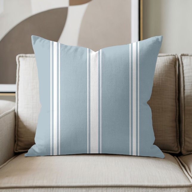 Dusty Blue and White Stripe Cushion (Creator Uploaded)