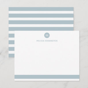Dusty Blue and White Striped Personalised Monogram Card
