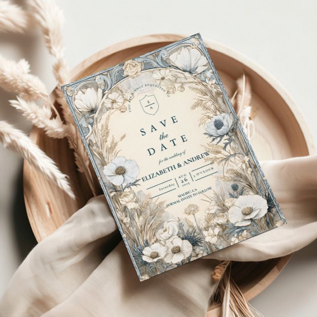 Dusty Blue Anemone Wedding Save The Date (Creator Uploaded)