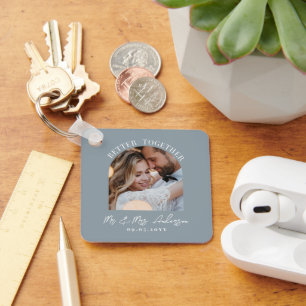 Dusty blue arch photo wedding gift home decor key ring