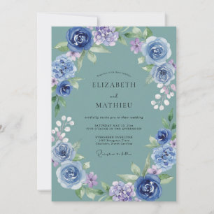 Dusty Blue Arch Wedding Invitation