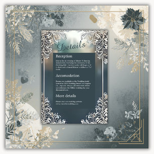 dusty blue art deco ornate frame wedding  enclosure card