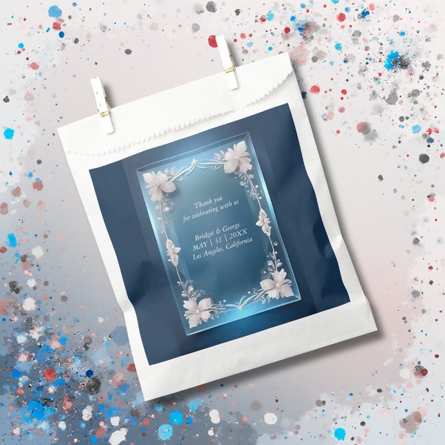 dusty blue art deco ornate frame wedding favour bags (Creator Uploaded)