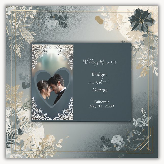 dusty blue art deco ornate frame wedding  guest book (Creator Uploaded)