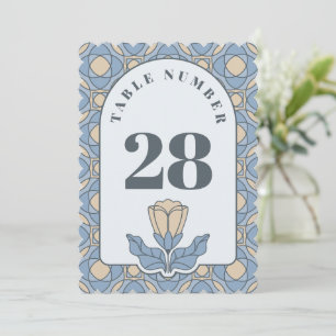 Dusty Blue Art Nouveau Wedding Table Number Card