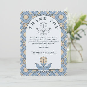 Dusty Blue Art Nouveau Wedding Thank You Card