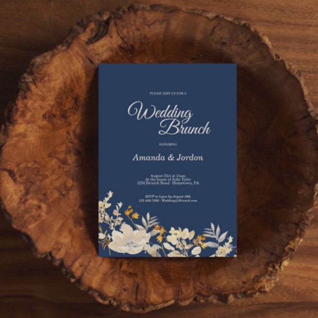 Dusty Blue Autumn Boho Wedding Brunch Invitation (Creator Uploaded)