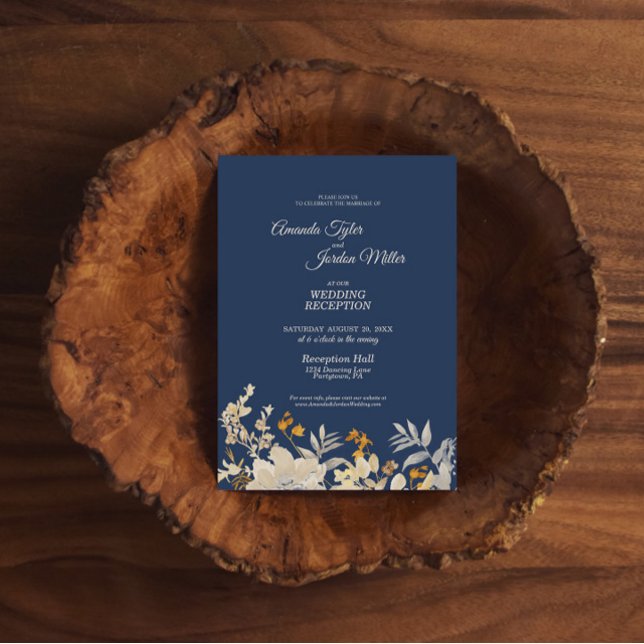 Dusty Blue Autumn Boho Wedding Reception Invitation (Creator Uploaded)