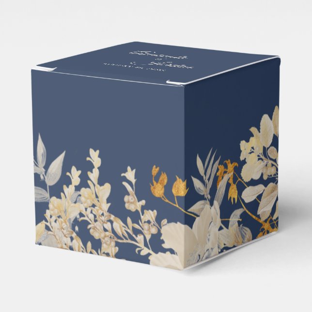 Dusty Blue Autumn Boho Wedding Square Favour Box (Front Side)