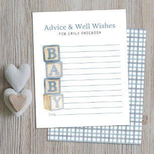Dusty Blue Baby Blocks Advice & Well Wishes Card