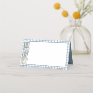 Dusty Blue Baby Blocks Blank Food Labels &  Place Card